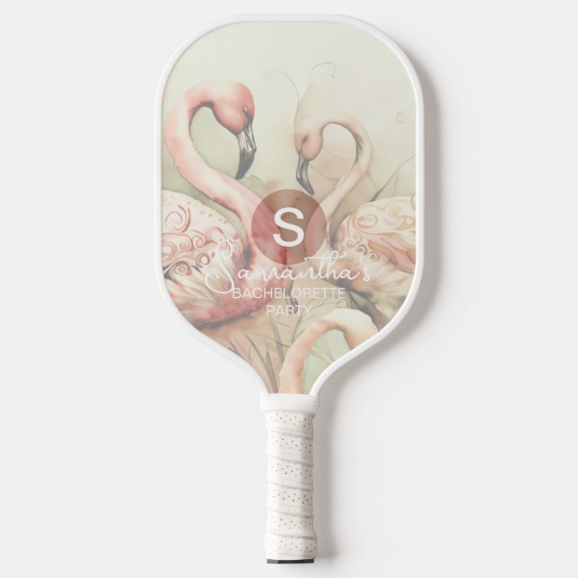 Palas De Pickleball FlaMingo Monograma Personalizado Chic con Estilo (Anverso)