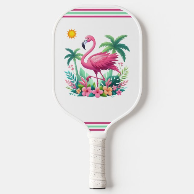 Palas De Pickleball Flamingo rosa de Florida/Tropical (Anverso)