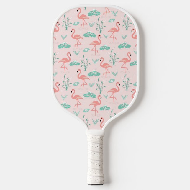 Palas De Pickleball Flamingo Rosado Verde deja diversión de moda tropi (Anverso)