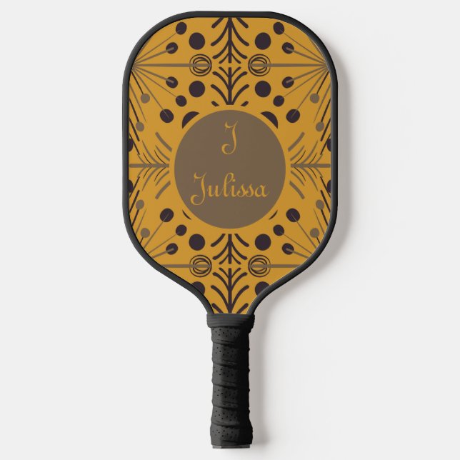 Palas De Pickleball Flecha geométrica Boho Amarillo personalizado (Anverso)