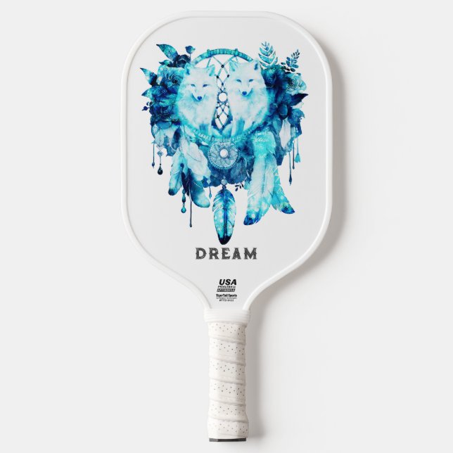 Palas De Pickleball Flor azul de hielo Artic Fox Dreamcatcher (Anverso)