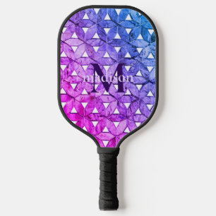 Palas De Pickleball Flor azul púrpura de la vida geometría asustada