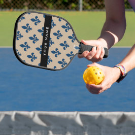 Palas De Pickleball Flor de Lis, Azul Marino sobre Beige, Real, Tu Nom