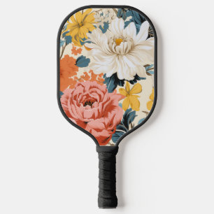 Palas De Pickleball Flor floral retro de crisantemo