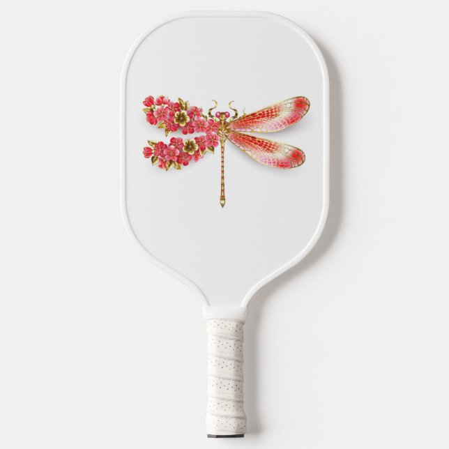 Palas De Pickleball Flor libélula con sakura de joyas (Anverso)