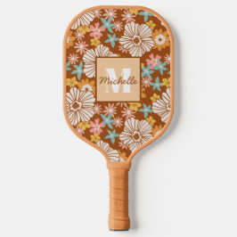 Palas De Pickleball Flor retro de verano | Monograma