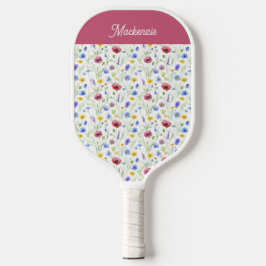 Palas De Pickleball Flor silvestre botánica personalizada nombre azul 