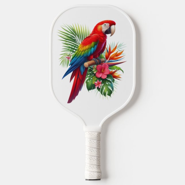 Palas De Pickleball Flor tropical de macao rojo (Anverso)