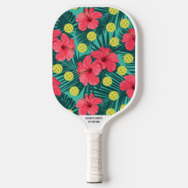 Palas De Pickleball Flor tropical Imprimir nombre personalizado Número