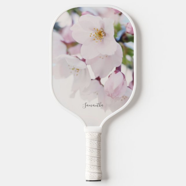 Palas De Pickleball Flora de cerezo blanco personalizada (Anverso)