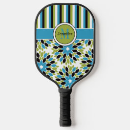 Palas De Pickleball Floral abstracta personalizada, franjas, monograma