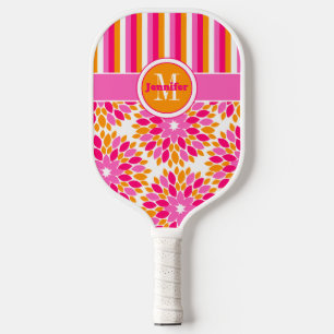 Palas De Pickleball Floral abstracta personalizada, franjas, monograma