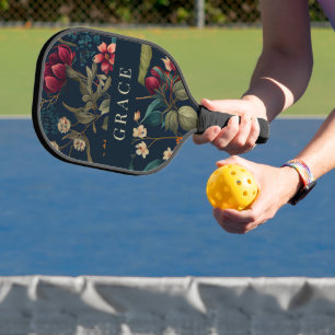Palas De Pickleball Floral azul de la Marina Romántica Moody