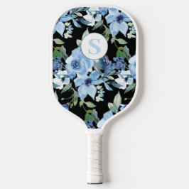 Palas De Pickleball Floral azul Monograma Paddle