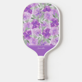 Palas De Pickleball Floral de color morado de lavanda personalizada