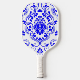 Palas De Pickleball Floral de damasco azul y blanco