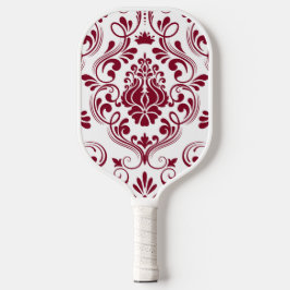 Palas De Pickleball Floral de Damasco blanco y borgoña