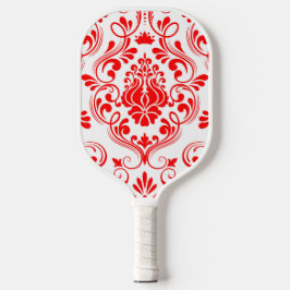 Palas De Pickleball Floral de damasco rojo y blanco