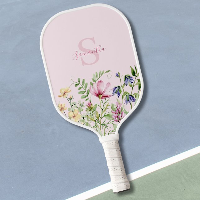 Palas De Pickleball Floral de flores silvestres rosadas personalizadas (Subido por el creador)