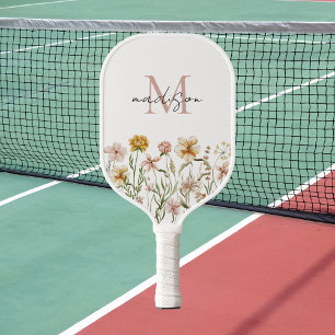 Palas De Pickleball Floral de prado de flores silvestres en acuarela m