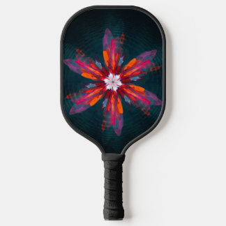 Palas De Pickleball Floral Mandala Flores Naranja Azul Rojo Resumen