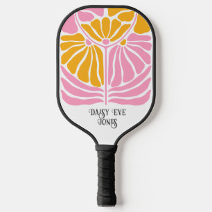 Palas De Pickleball Floral Naranja retro boho rosa dorado personalizad