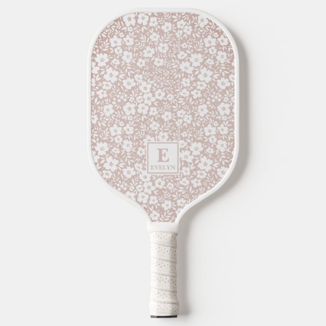 Palas De Pickleball Floral Pickleball Paddle Monogram (Anverso)