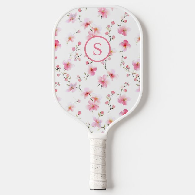 Palas De Pickleball Floral rosa personalizada (Anverso)
