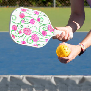 Palas De Pickleball Floral rosa y verde