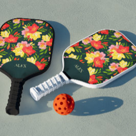 Palas De Pickleball Floral tropical vibrante y personalizada