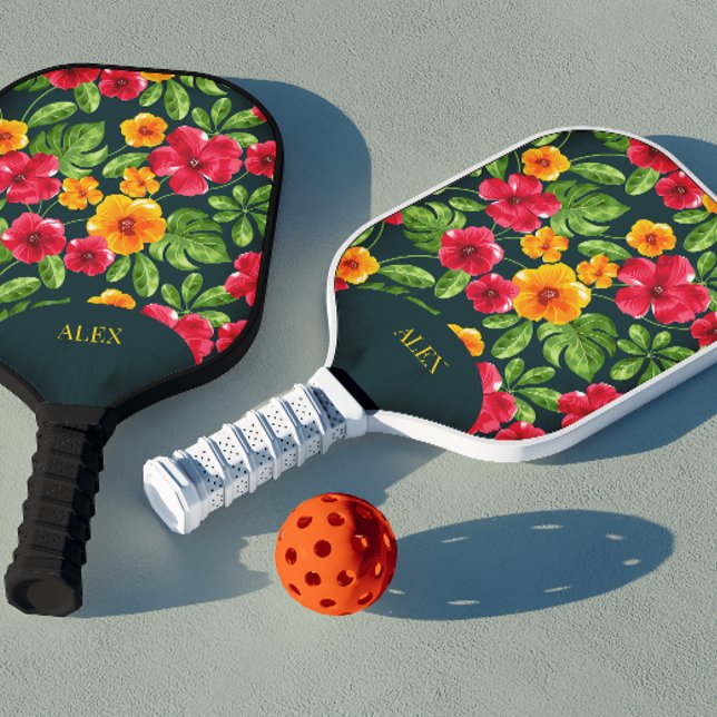 Palas De Pickleball Floral tropical vibrante y personalizada (Subido por el creador)