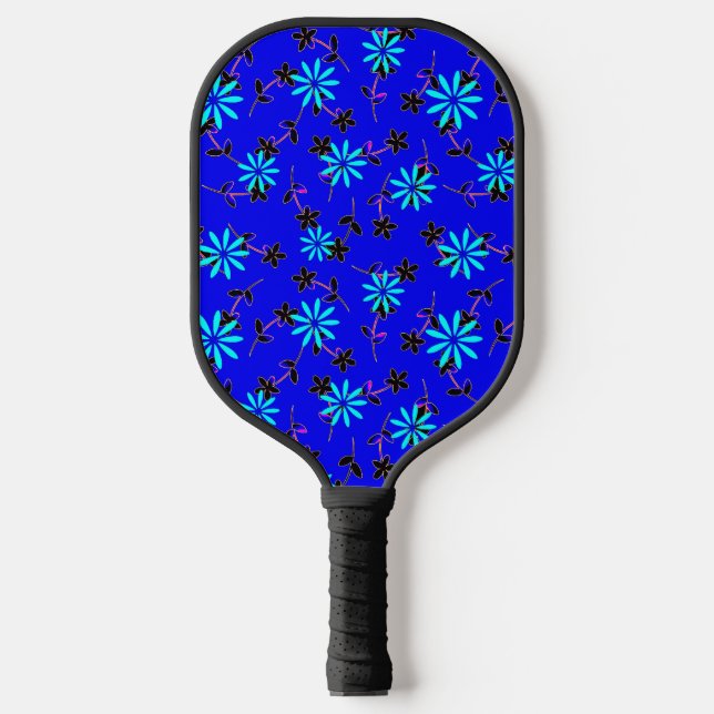 Palas De Pickleball Flores azules negras Flores rosadas remo de bola d (Anverso)