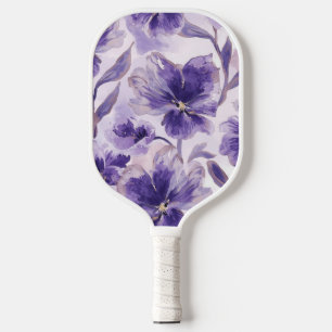 Palas De Pickleball Flores de Acuarela Violeta Florecen Pintadas