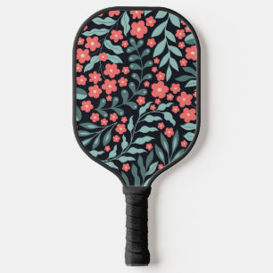 Palas De Pickleball Flores de estilo retro rosado florecientes al esti