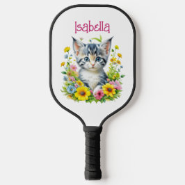 Palas De Pickleball Flores de gatito acuarela personalizadas