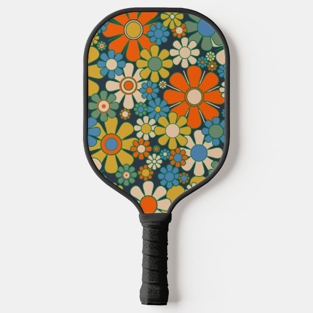 Palas De Pickleball Flores de jardín retro alegres flores de los años  (Reverso )