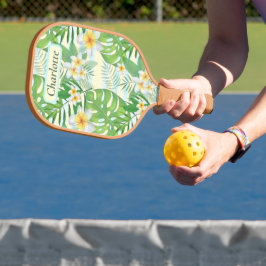 Palas De Pickleball Flores de la isla y hojas de Monstera personalizad