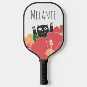 Palas De Pickleball Flores de primavera de gato feliz lindo personaliz