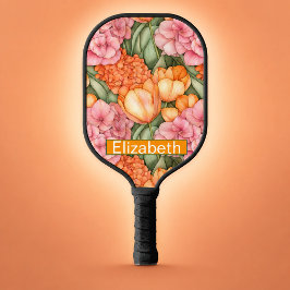 Palas De Pickleball Flores de Tulipán Naranja y Rosa Personalizadas