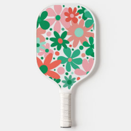 Palas De Pickleball Flores divertidas, abstractas en rosa, verde y cor