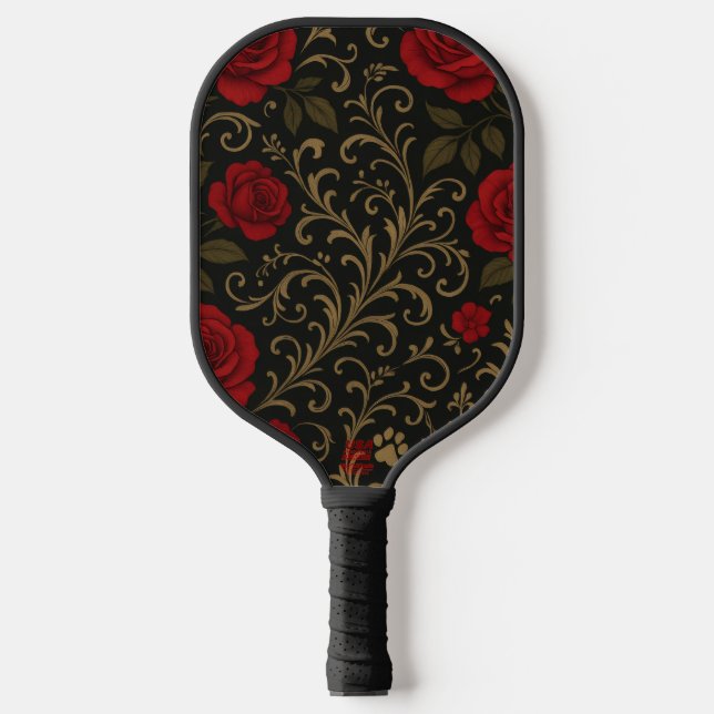 Palas De Pickleball Flores Dramáticas Rojas Románticas Roleos Españole (Anverso)