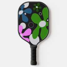 Flores funky en pala de pickleball