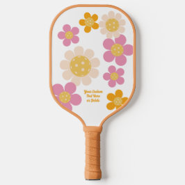 Palas De Pickleball Flores Groovy Retro Naranja Rosa Personalizadas