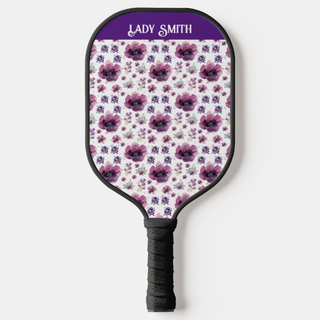 Palas De Pickleball flores moradas (Anverso)