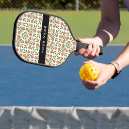 Palas De Pickleball Flores Naranjas, Patrón Floral, Boho, Tu Nombre