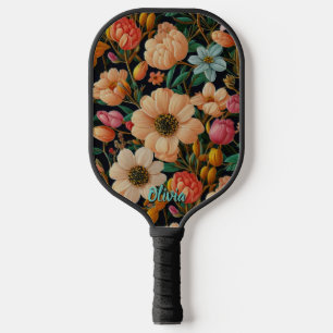 Palas De Pickleball Flores naranjas retro tulipanes crisantemos margar