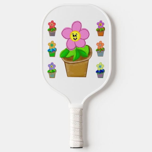 Palas De Pickleball Flores poteadas cute rosadas (Anverso)