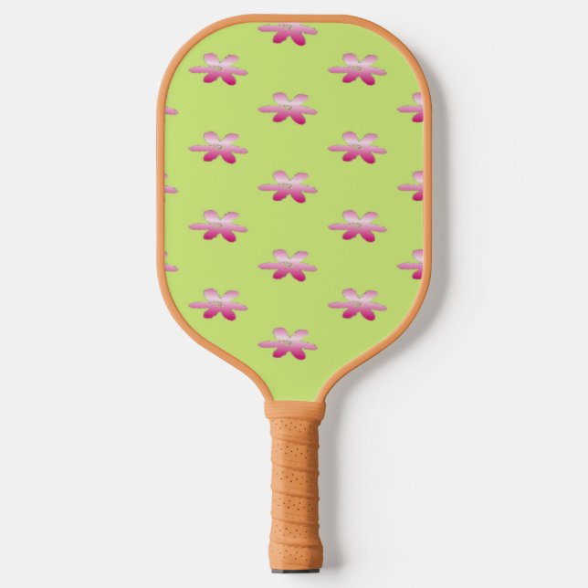 Palas De Pickleball Flores rojas en verde (Anverso)