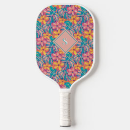 Palas De Pickleball Flores rosa y amarillo retro