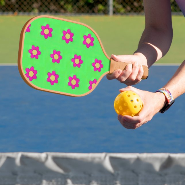 Palas De Pickleball Flores rosas en verde (in situ)